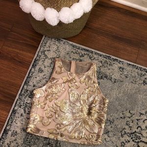 badgley mischka gold crop top
